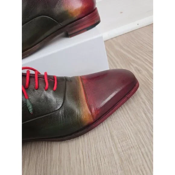 Paul Parkman Cap toe Multicolor Burnish Leather Oxford Dress Shoes 43 9.5 10 - Picture 2 of 12